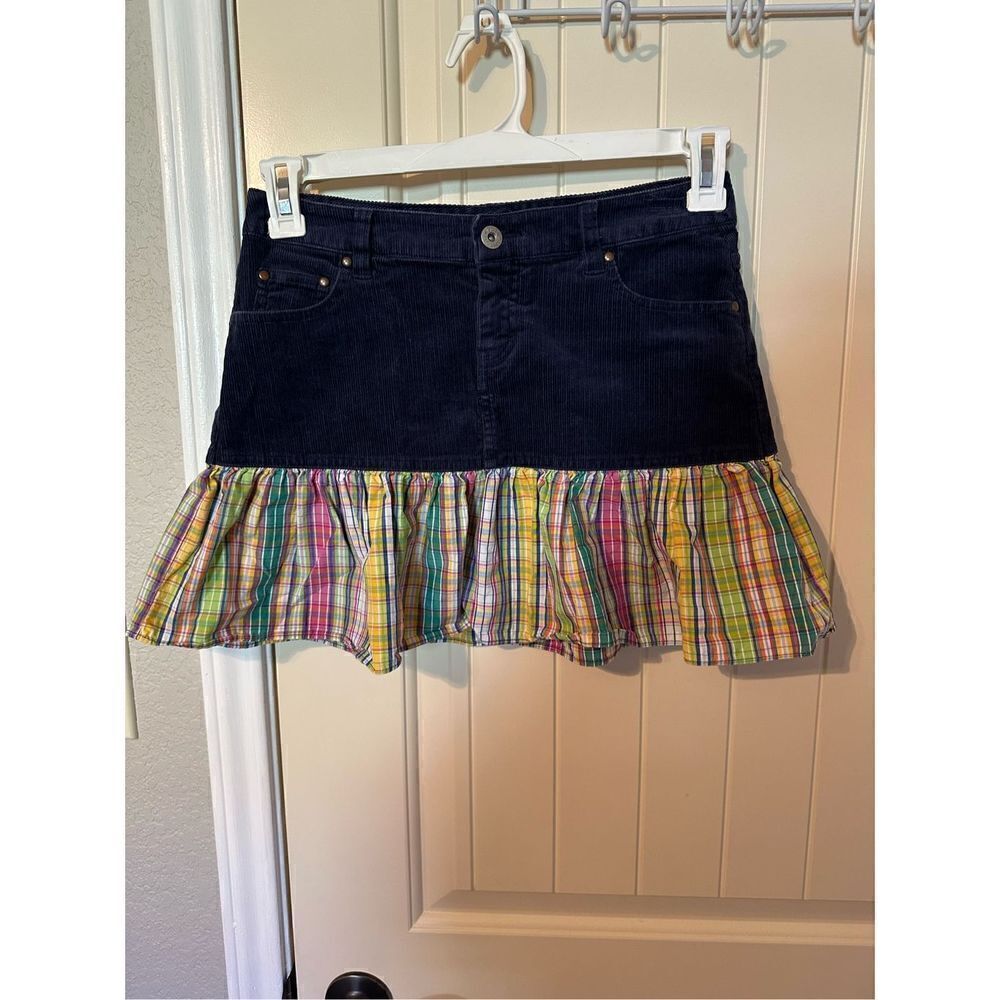 Ralph Lauren Girls Corded Corduroy Plaid Skirt - Size 14
